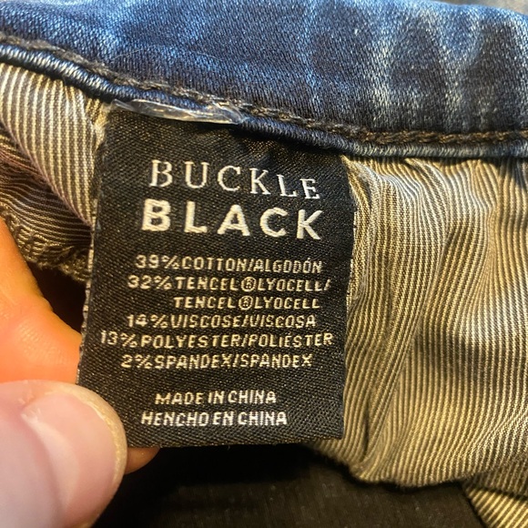 Buckle Black Jeans Men’s Size 32x30 Fit No 9 Straight Leg Whiskered Thick Stitch - Picture 8 of 15